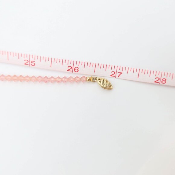 Pale Pink Crystal Bead Faux Pearl Necklace Set Of 2 14K Gold Fill Clasps 16" 27" - Picture 8 of 8